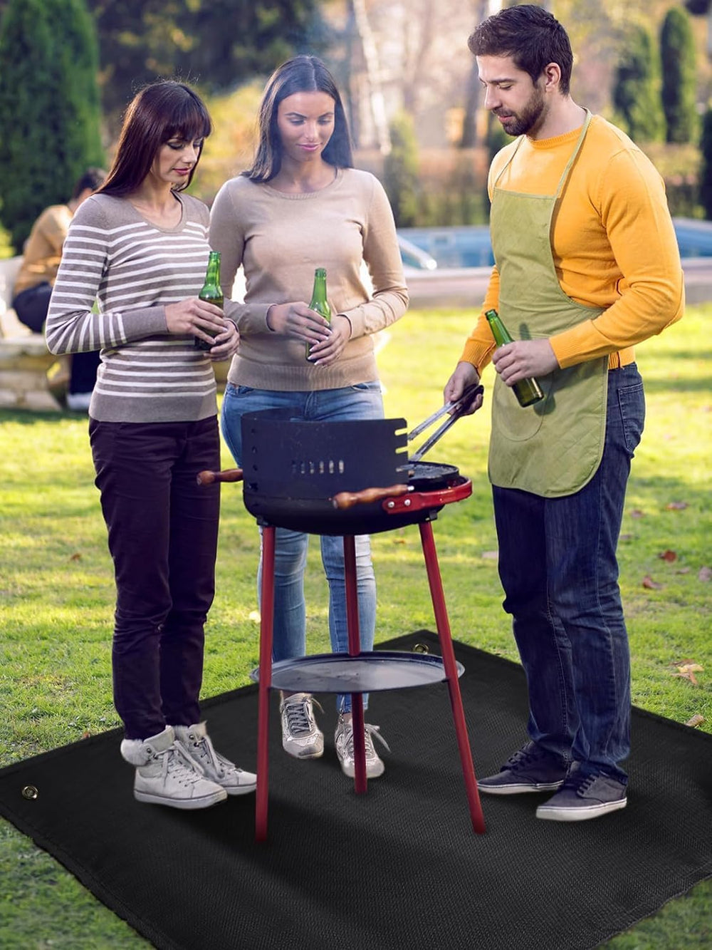 Fire Pit Mat, 37.8"x 39.4" Fireproof Blanket for Under Fire Pit, Black