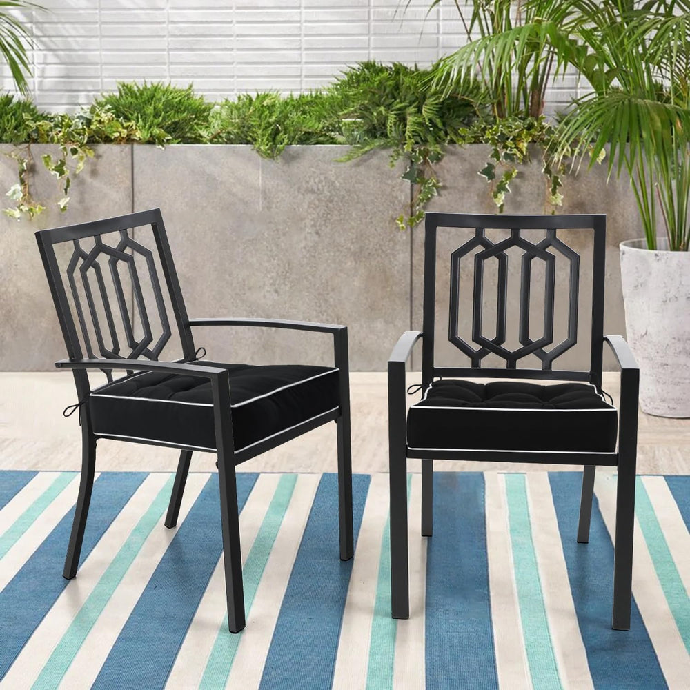 HARBOREST Outdoor Chair Cushions Set of 2, Tufted Patio Chair Cushions with T...