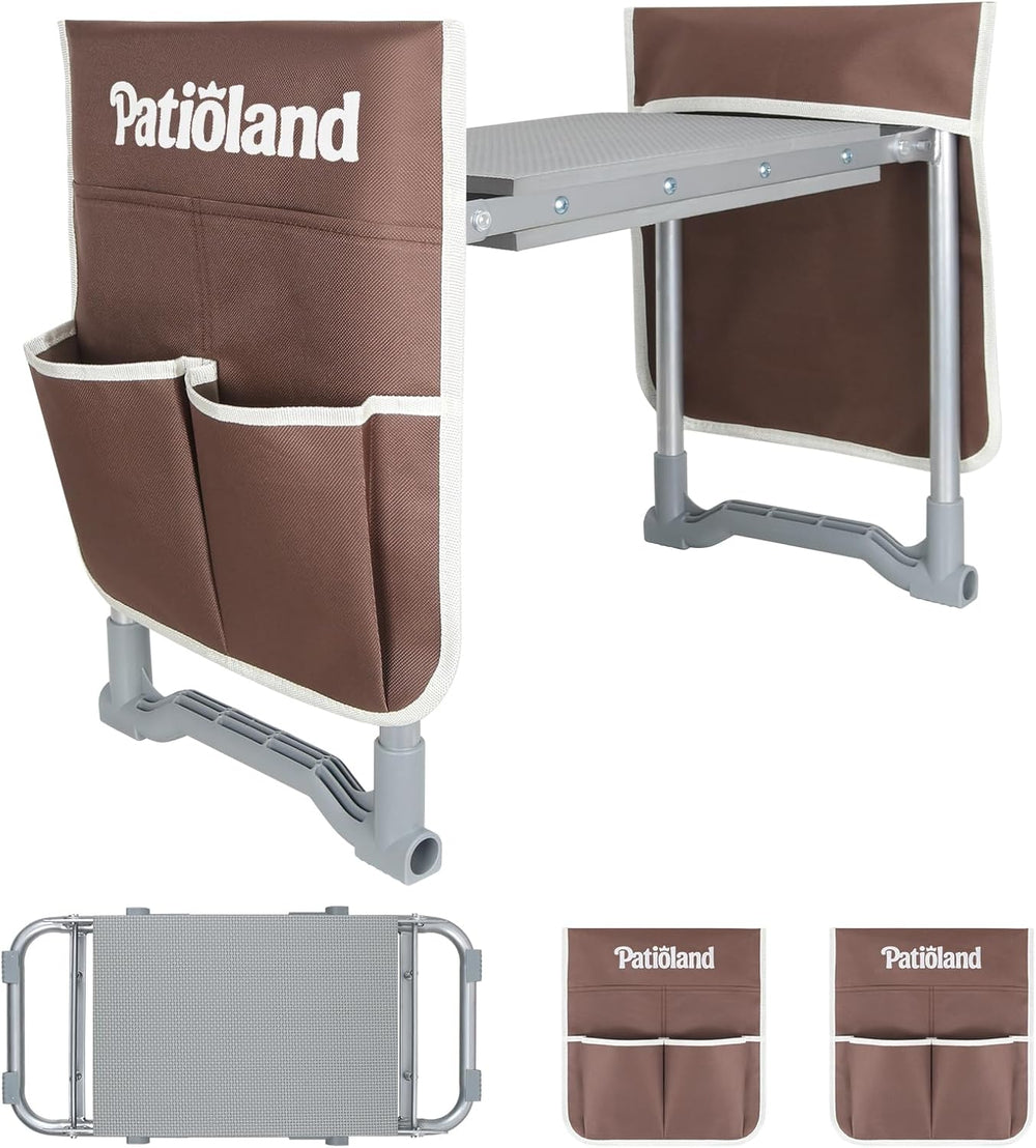 Foldable Garden Kneeler Seat, Portable Garden Stool Bench w/ 2 Tool Pouches