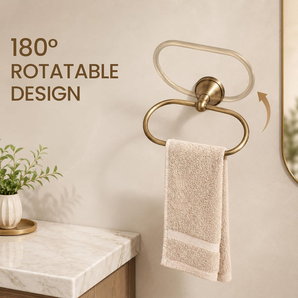2 Pcs Toilet Paper Holder & Brass Towel Ting, Antique Brass Bathroom Bcce...