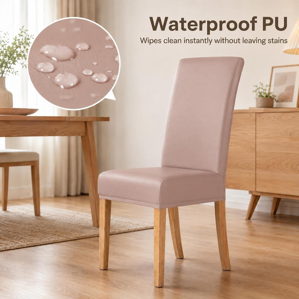 Waterproof PU Parsons Dining Chair Covers, Set of 4