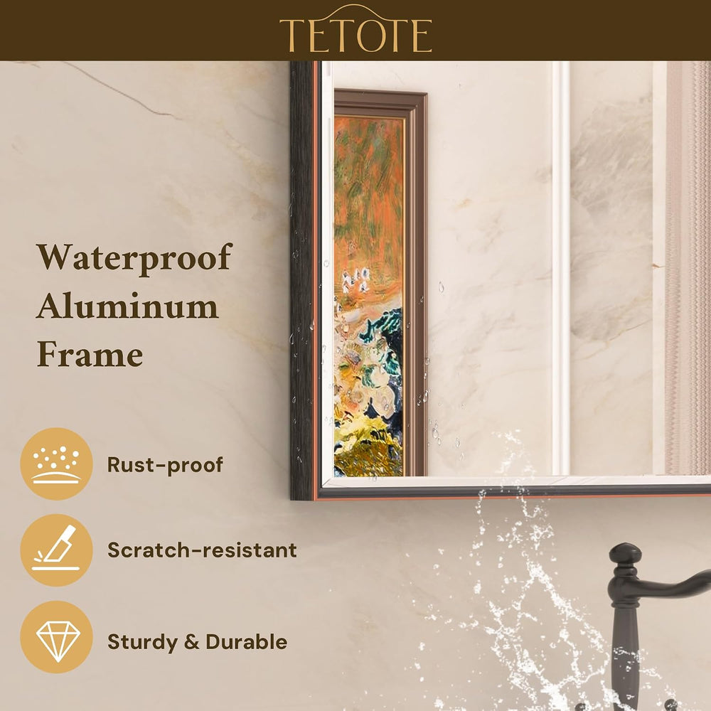 TETOTE Oil Rubbed Bronze Mirror for Bathroom 22 x 30 Inch Beveled Frame Vanit...