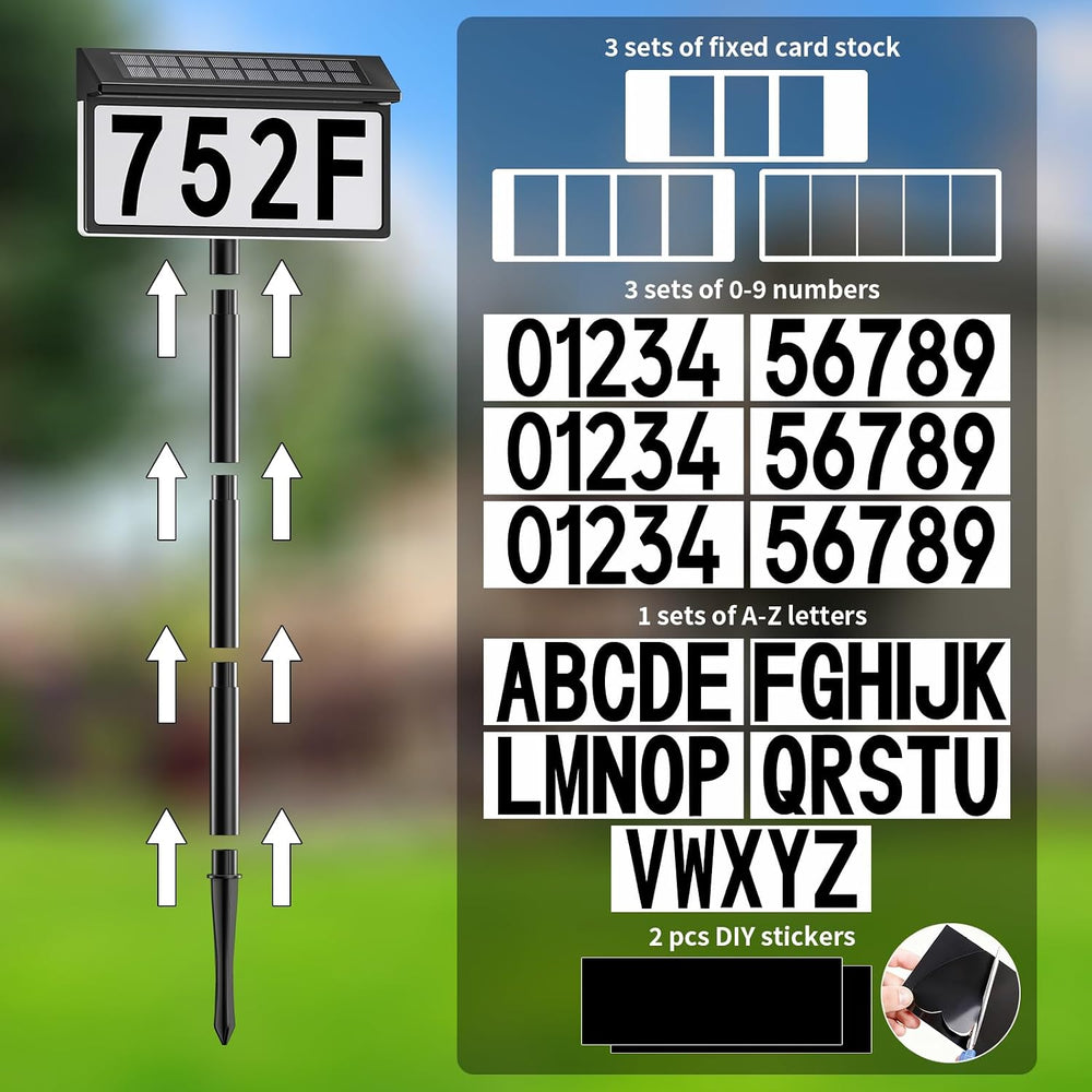 Solar Address Sign, Lighted House Numbers for Outside Waterproof