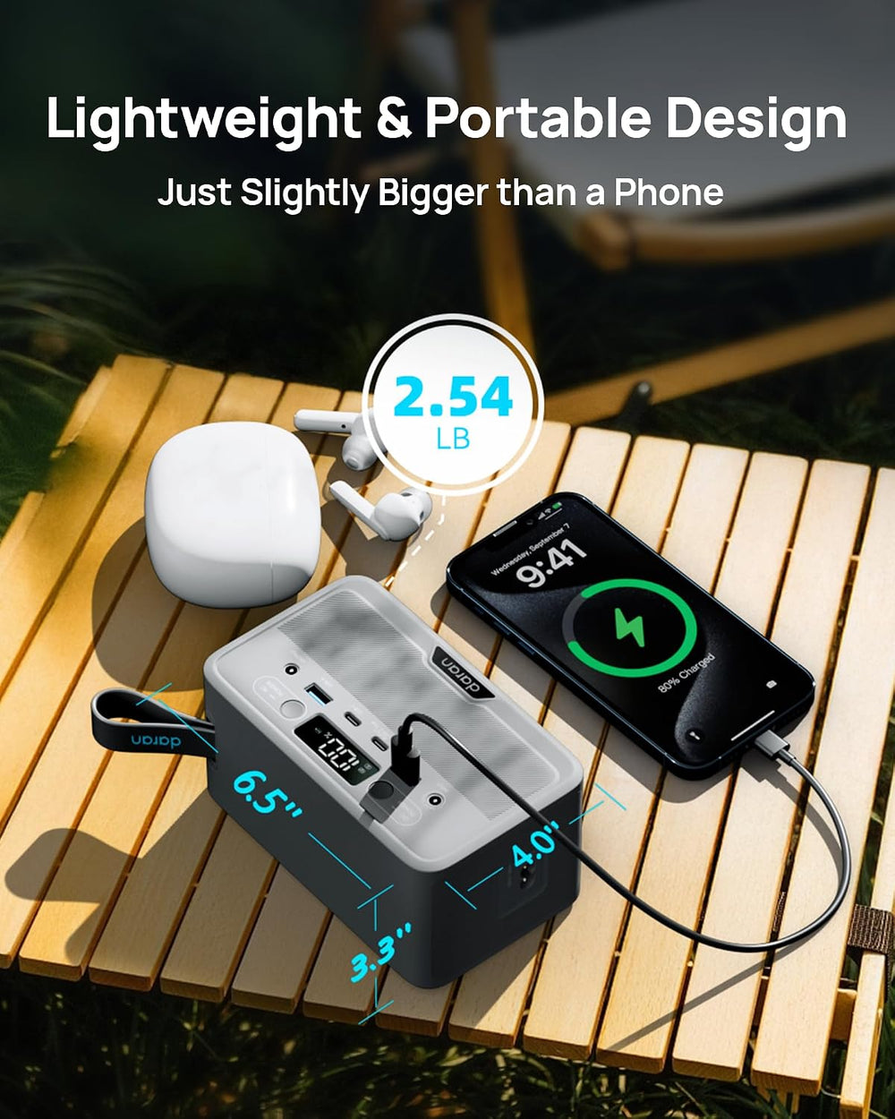 Daran Portable Power Station 89.6Wh LiFePO4 Battery 100W(200W Peak) Solar Pow...