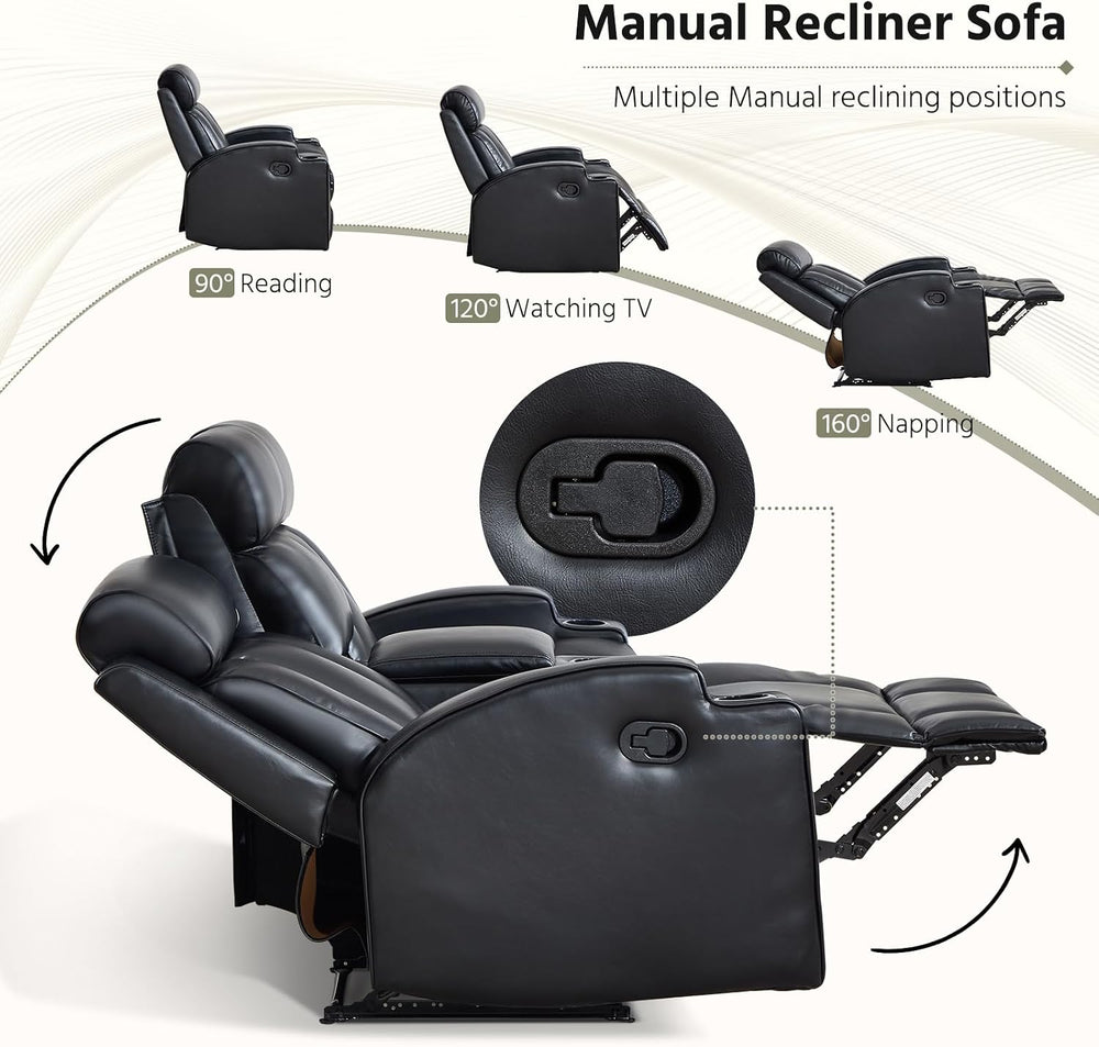 HAOMARKETS 3-Piece Manual Recliner Sofa Set, Included Loveseat Set of 2 with ...