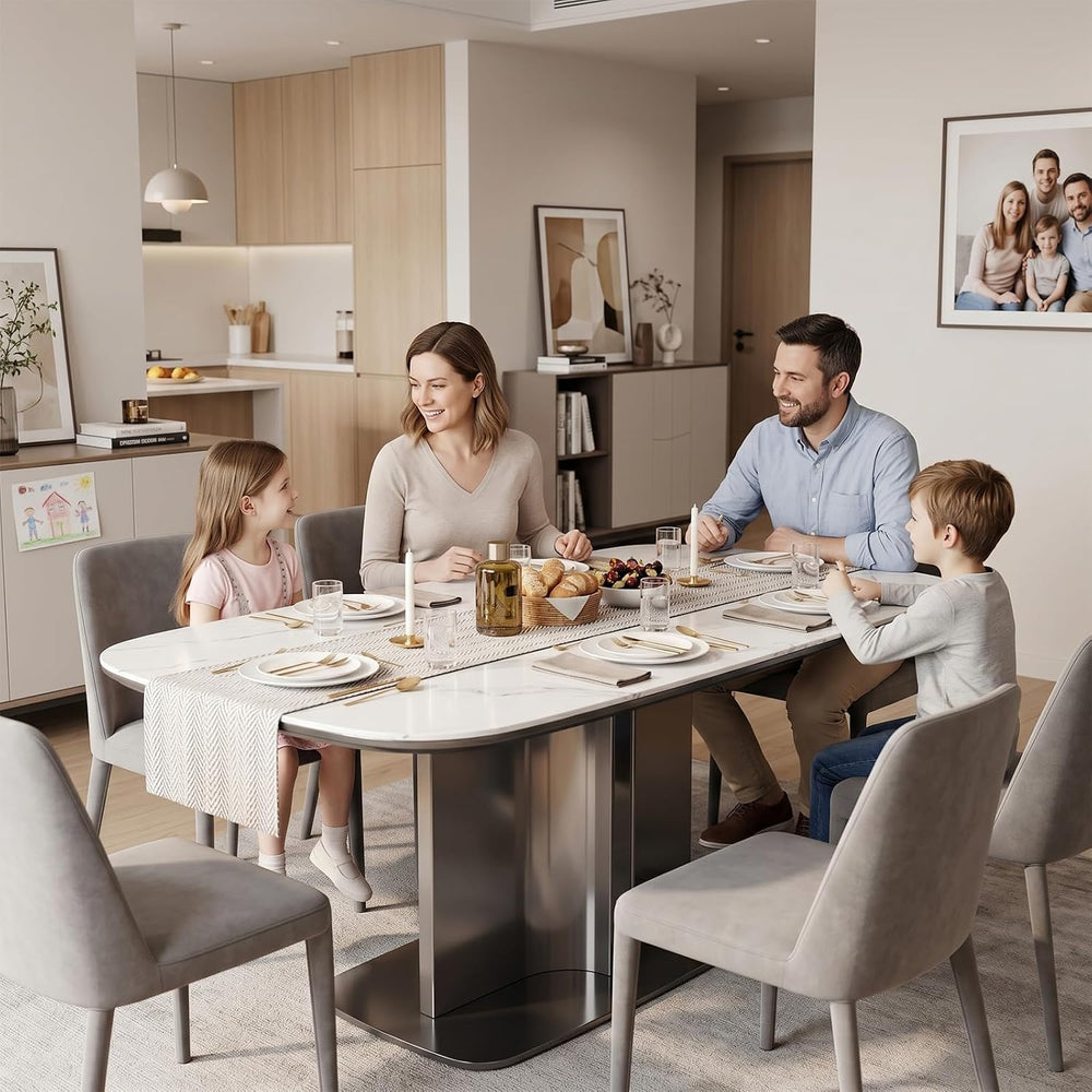 55.1" Sintered Stone Dining Table for 6-8, Modern Kitchen Table