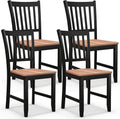 COSTWAY Dining Chairs Set of 4 with Solid Rubber Wood Legs, Black & Walnut