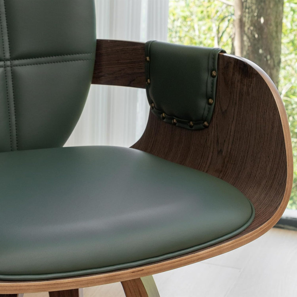 MCM dining Chairs, Faux Leather Dining Chairs with Arms and Curved Back