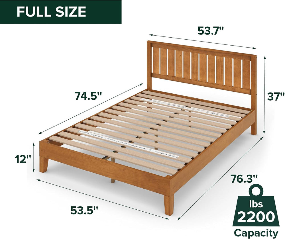 Zinus Vivek Deluxe Wood Platform Bed Frame with Headboard, Full
