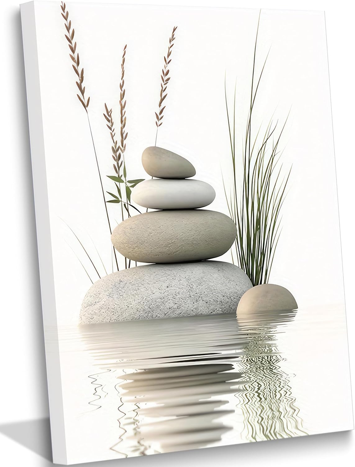 KBIERQN Zen Bathroom Canvas Wall Art-Framed 16x24in