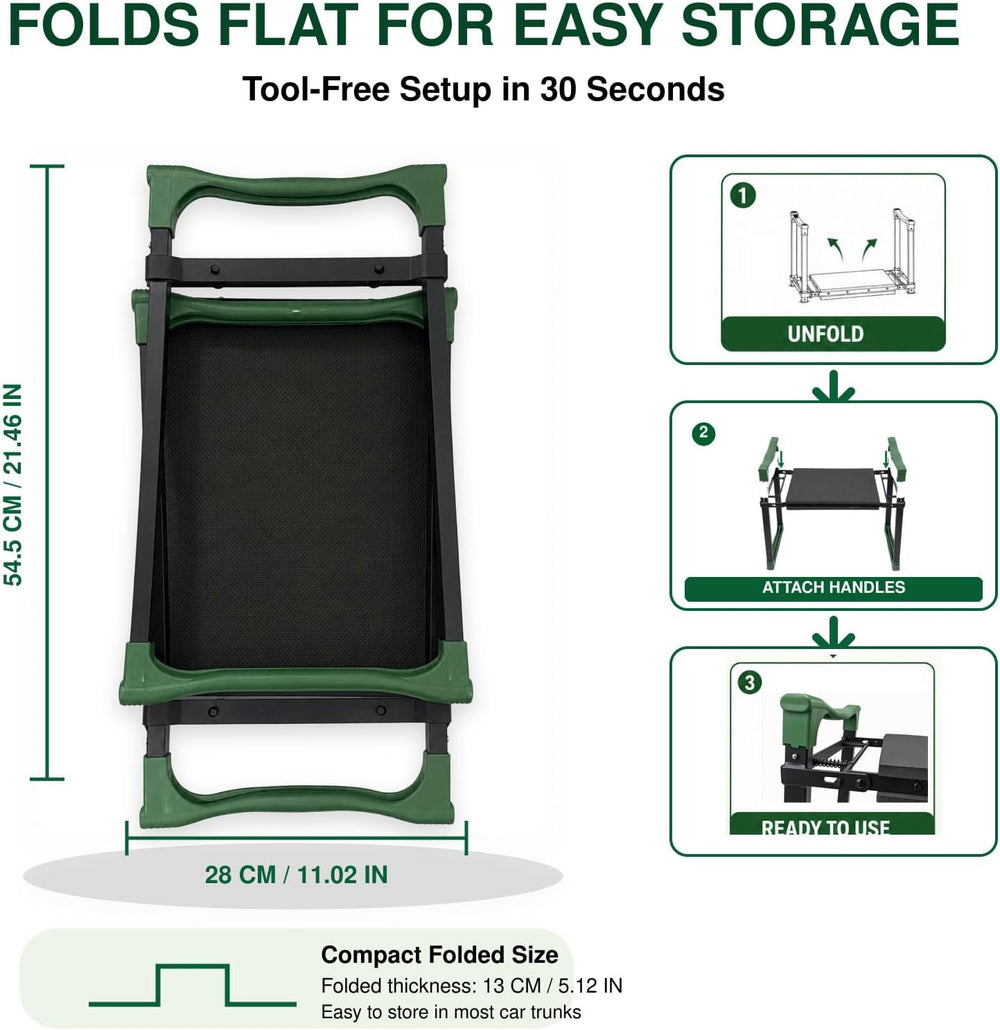 Garden Kneeler and Seat, Heavy Duty Foldable Garden Stool with Anti-Tip Outwa...