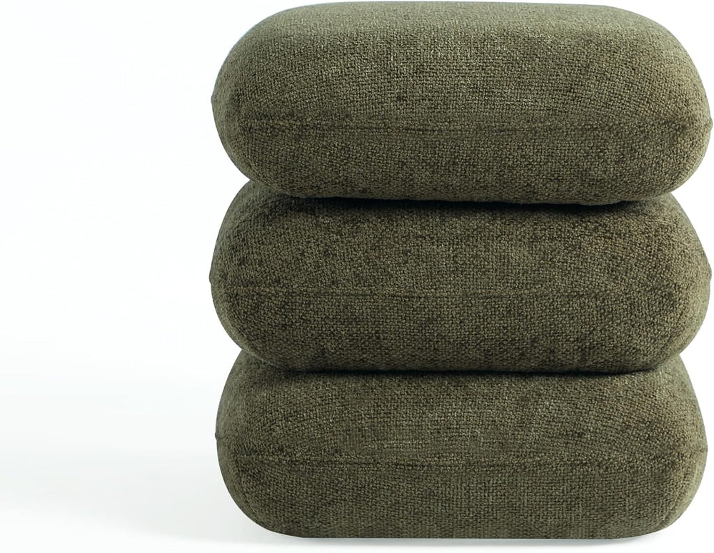 Get Set Style 360° Swivel Linen Ottoman, Modern Upholstered Foot Stool, Multi...