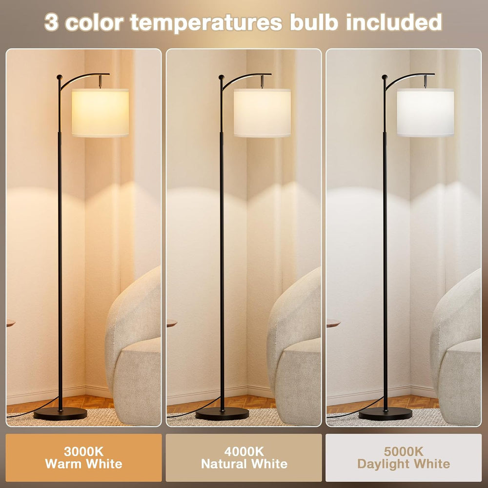 Ambimall 60" Floor Lamp with 3 Color Temperatures, Adjustable White Shad...