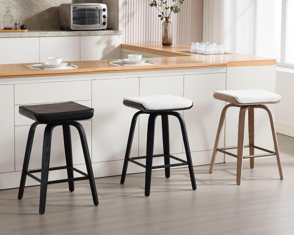 HNY 26" Swivel Bar Stools Set of 2, Backless Counter Height Bar Stools w...