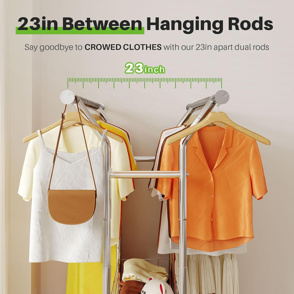 HOKEEPER Heavy Duty Clothes Rack Load 635 LBS Height Adjustable Double Rod