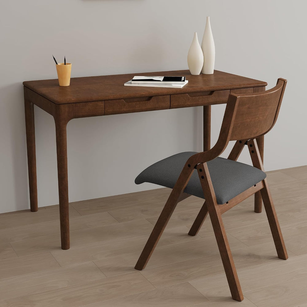 Ball & Cast Upholstered Folding Dining Chairs Set of 2, Foldable Wooden C...