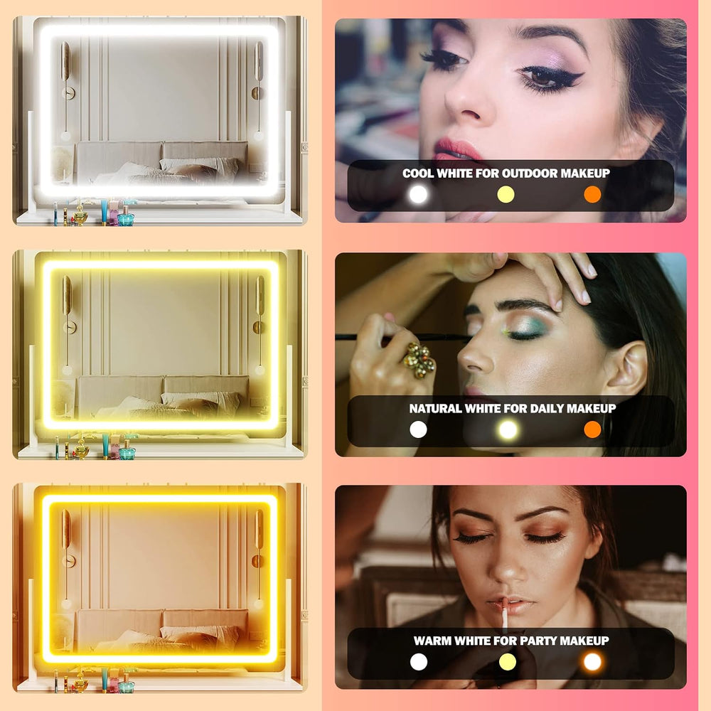 Gvnkvn Lighted Makeup Mirror, 17.3"x13" Hollywood Vanity Mirror wit...