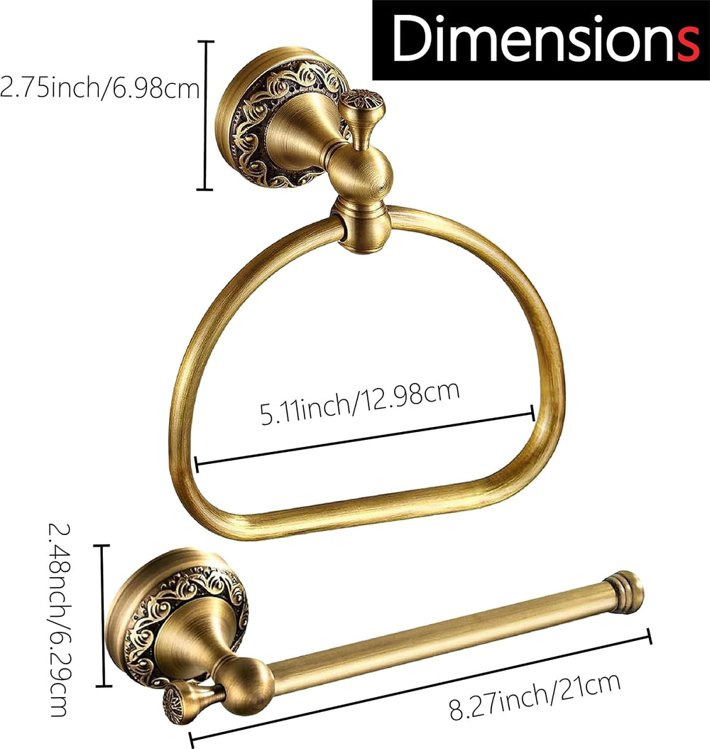 Antique Brass Toilet Paper Holder Towel Ring, Bathroom Hand Towel Holder Wall...