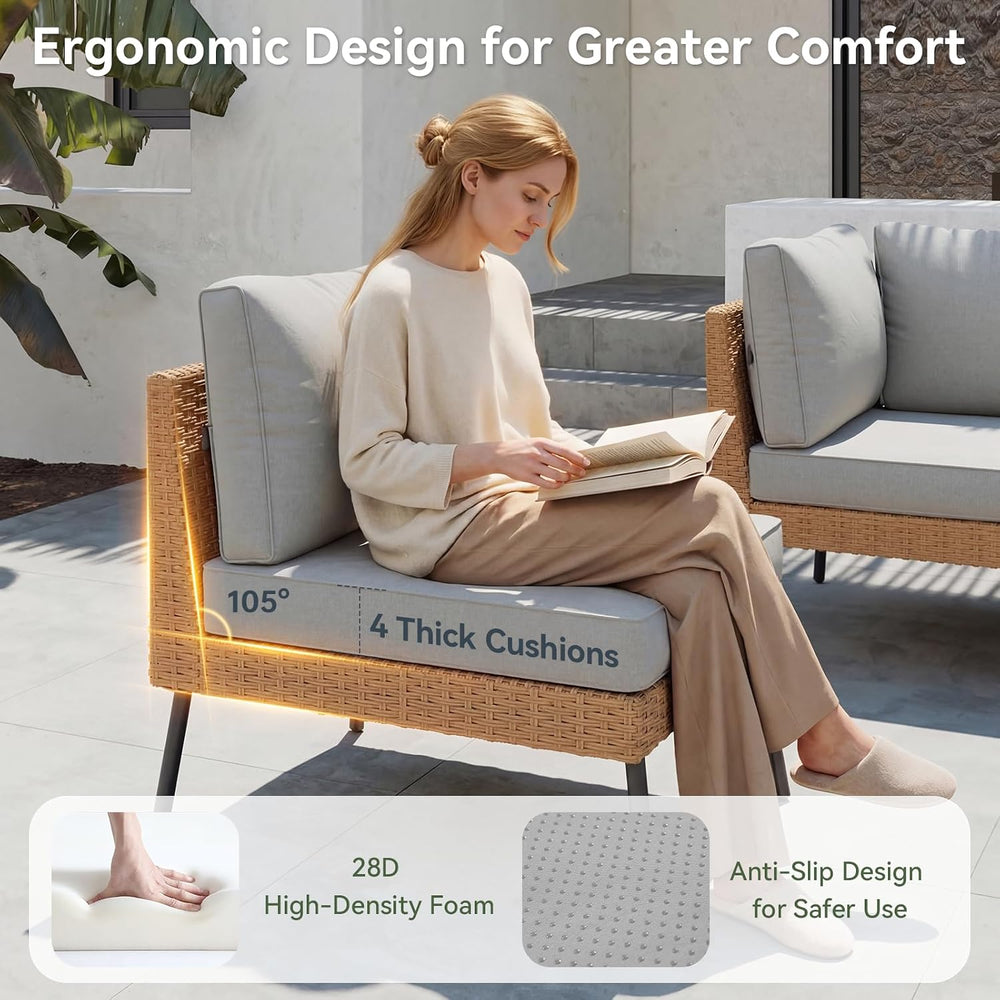 Aoxun 8 Piece Patio Furniture Set, 8 Seats Outdoor Sectional Sofas with Thick...
