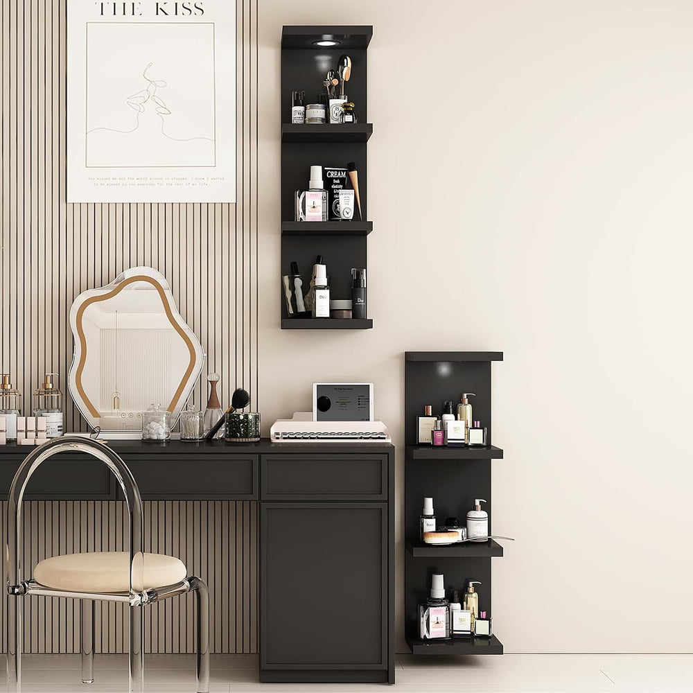LitaEther Versatile 4 Tier Wall Shelf Unit,Black Lack Wall Shelf,Display Floa...