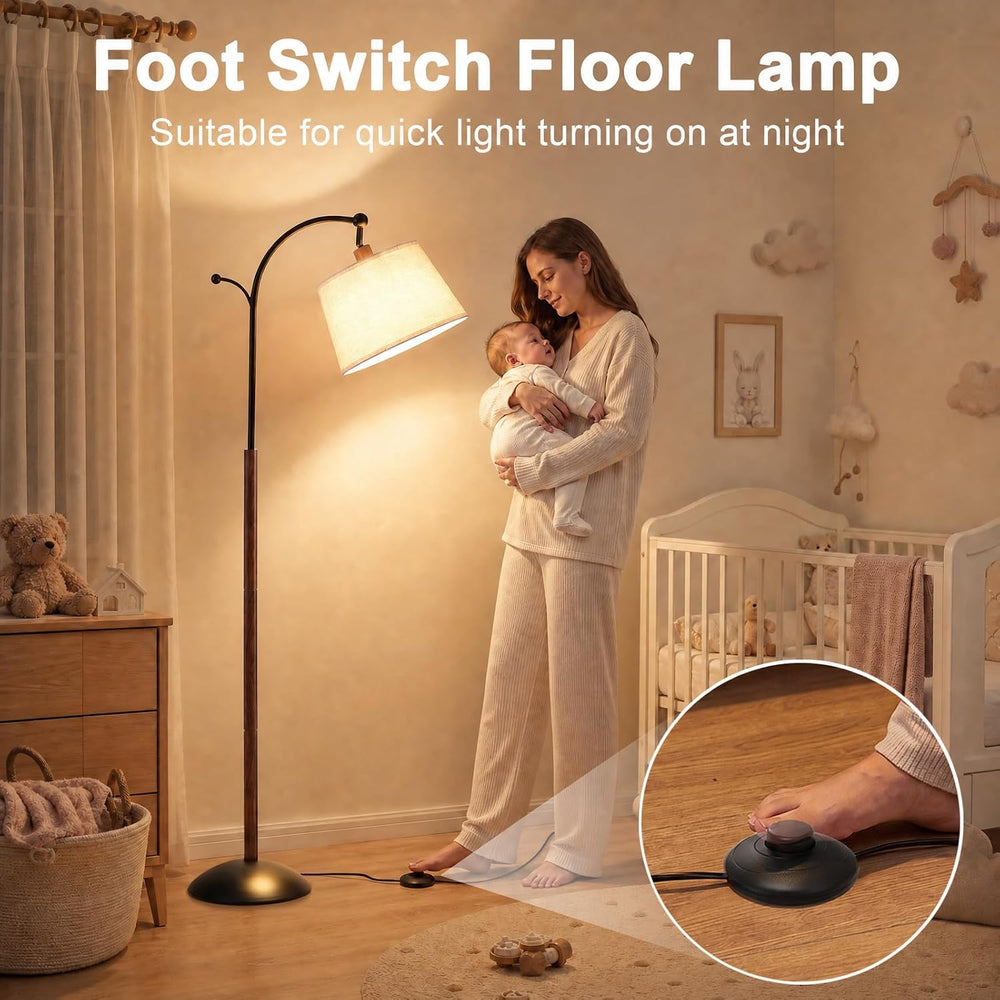 Floor Lamp, 9W 850lm Smart LED Arch Floor Lamp - Wood Grain Base