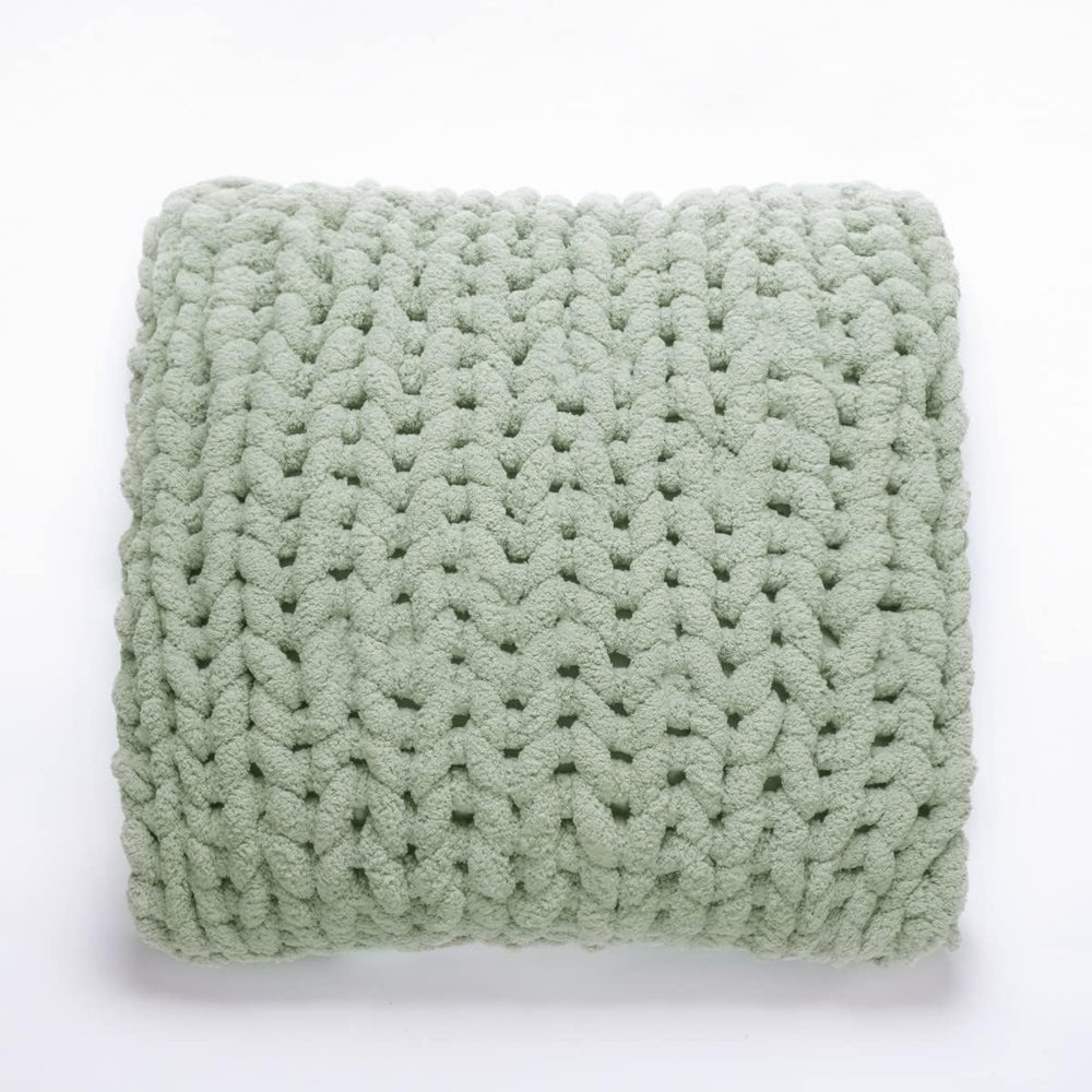 Sage Green Chunky Knit Throw Pillow Covers 18"×18" (1PC)