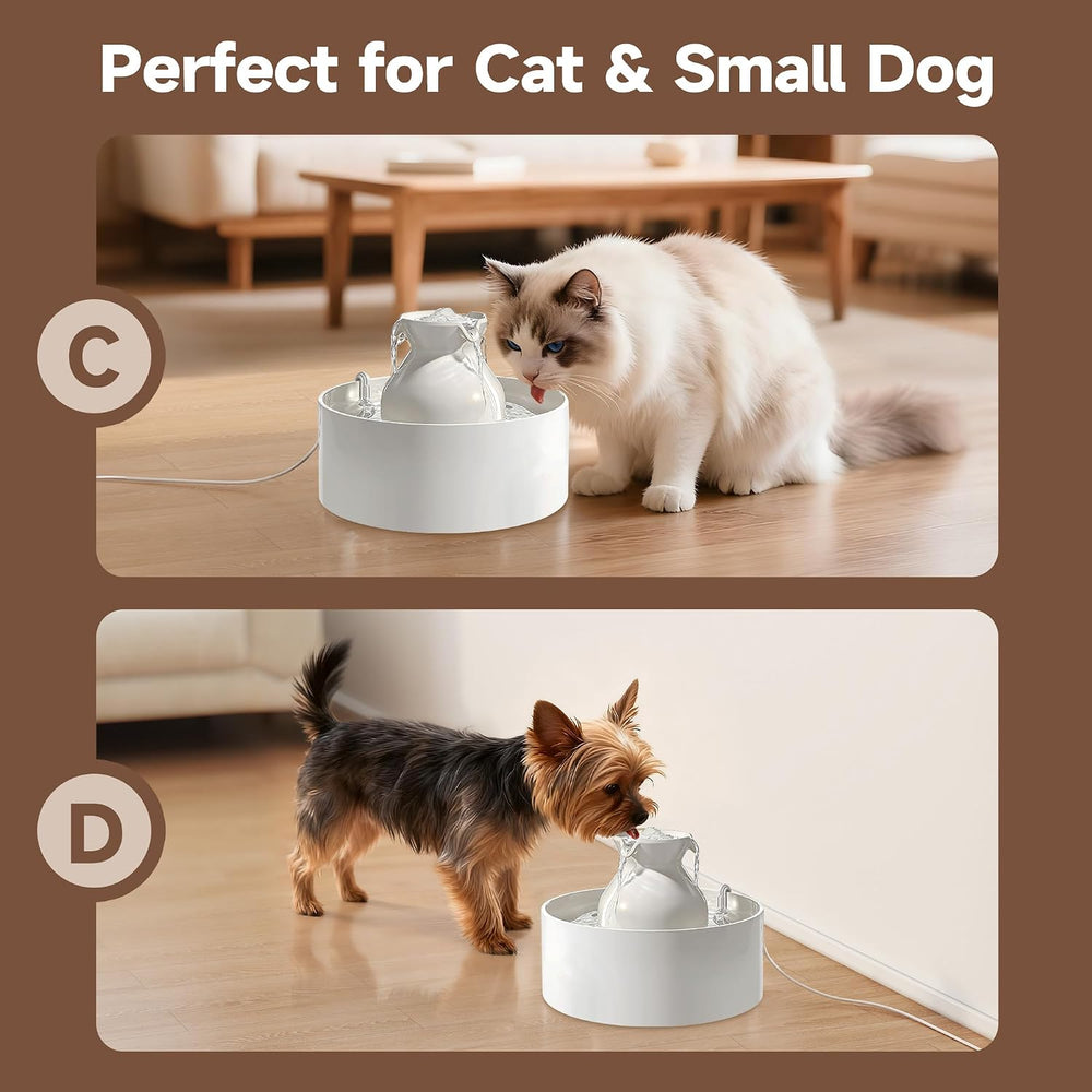 PETIMI Ceramic Cat Water Fountain, 3L/101 fl oz Ultra-Quiet Pet Water Fountai...