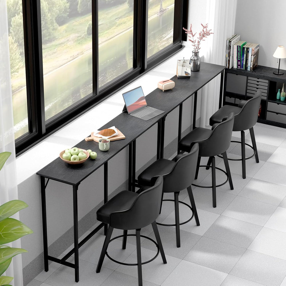VINGLI 63 Inch Bar Table, Rectangular Counter Height Home Pub Table, Black