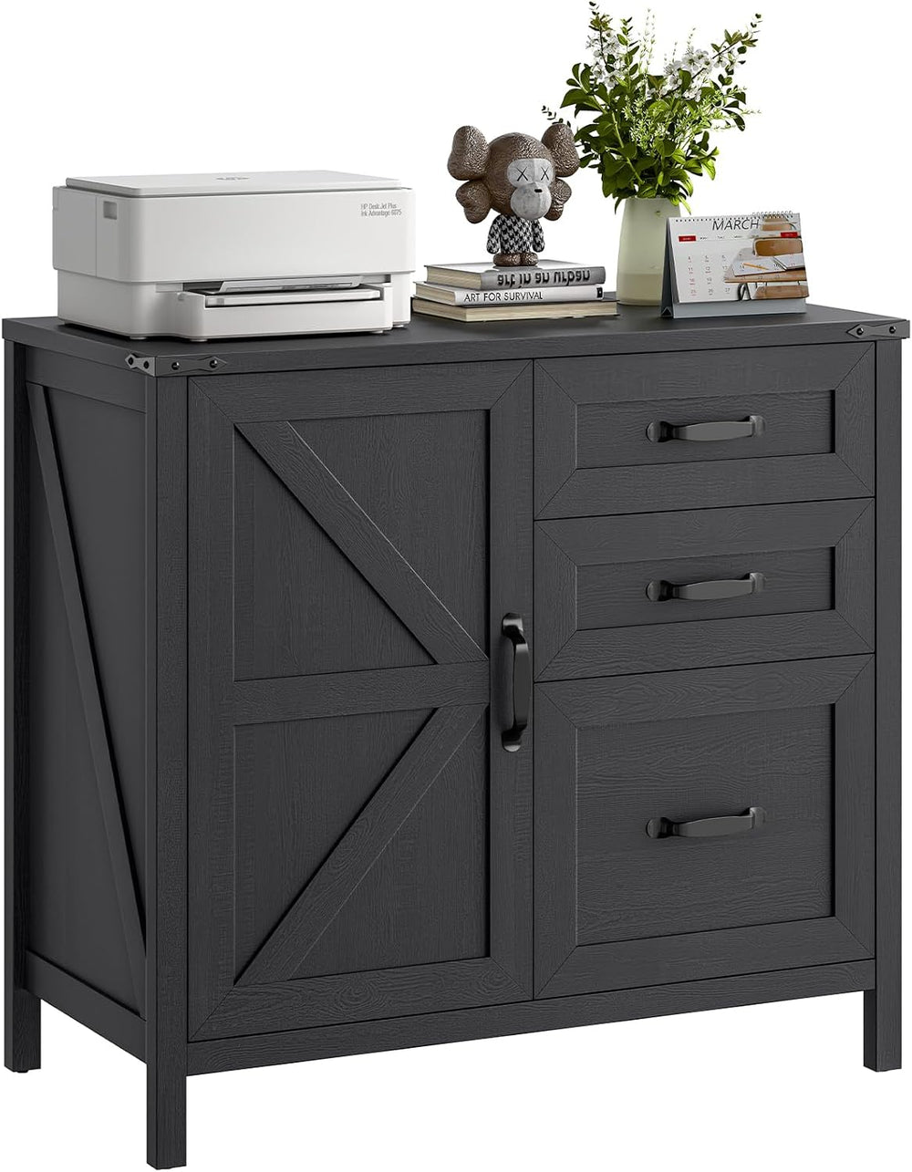 Befrases File Cabinet 3 Drawers Lateral File Cabinet with Adjustable Shelf fo...