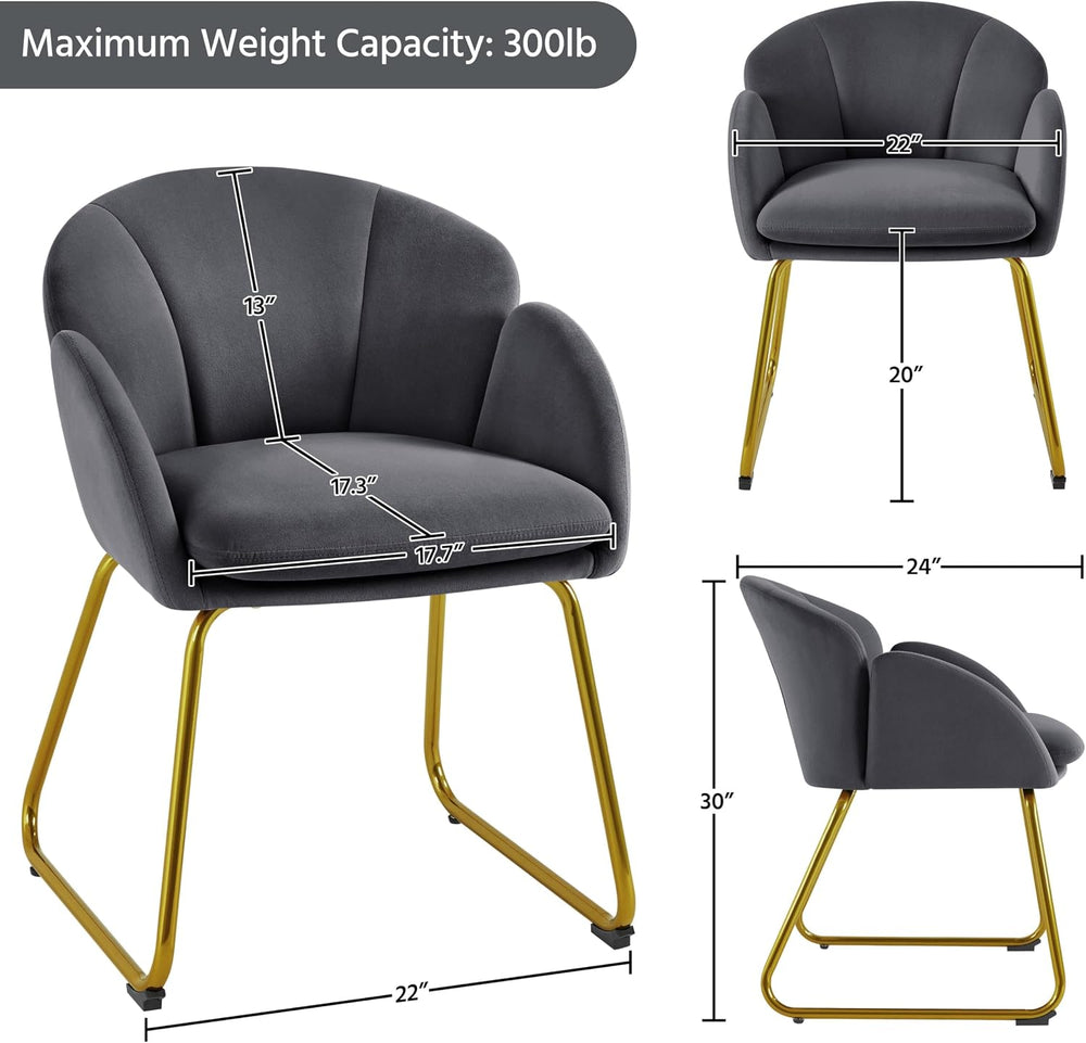 Yaheetech Velvet Living Room Chair, Flower Shaped Armchair with Golden Legs, ...