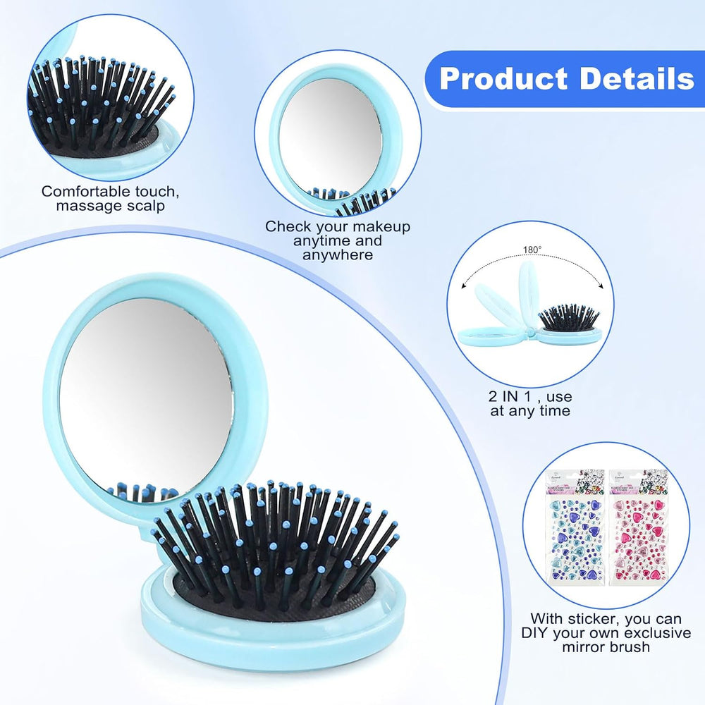 4 Colors Folding Mirror Hairbrush (48 Pcs)