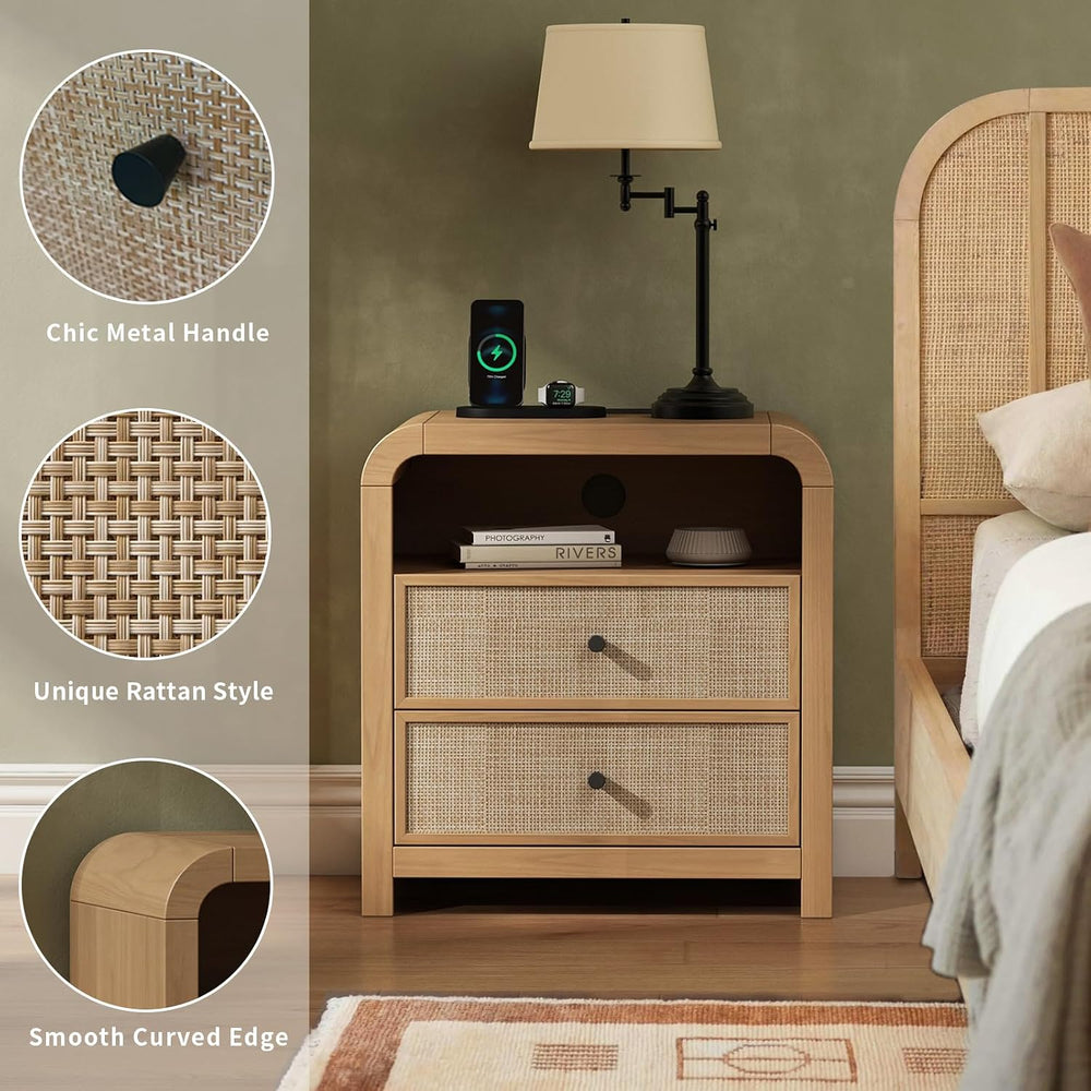 Rattan Nightstand, 23.6''