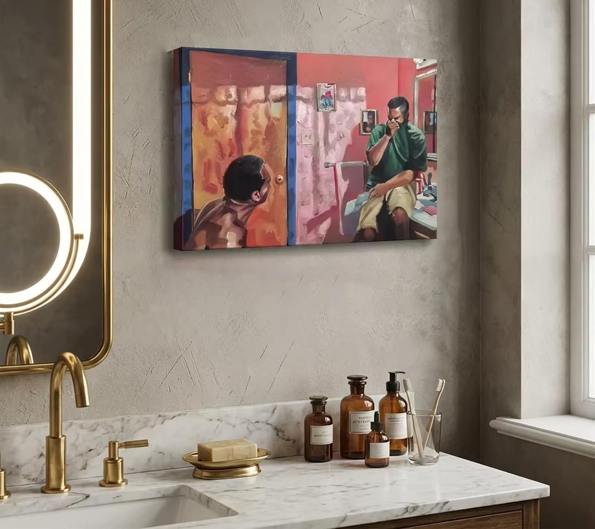 Lyizeba Funny Bathroom Canvas Wall Art Toilet Wall Decor Pictures 16x24in