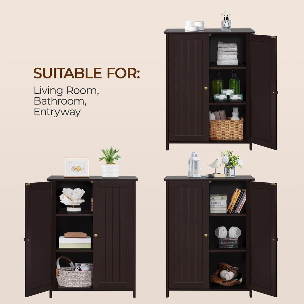 Yaheetech Small Bathroom Storage Cabinet for Towels with 2 Doors, Espresso