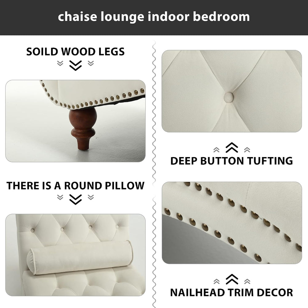 Chaise Lounge Chair Indoor, Button-Tufted Bedroom Lounge Chair