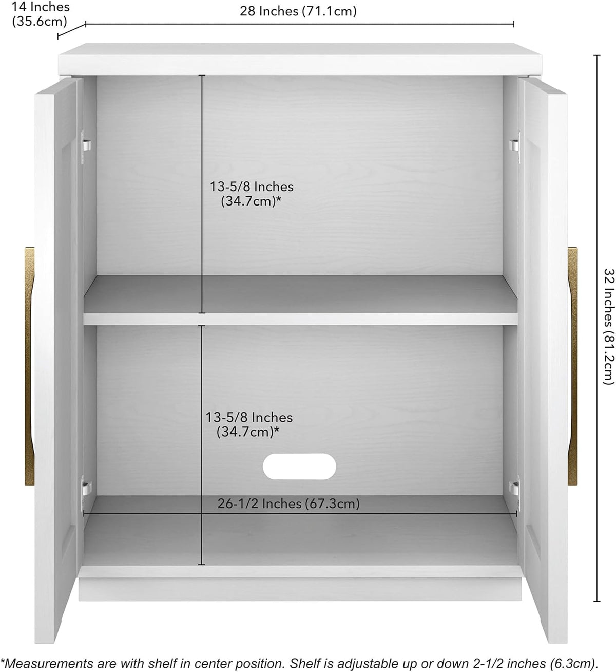 Henn&Hart 28" Accent Cabinet, Sideboard Buffet, Cloud White