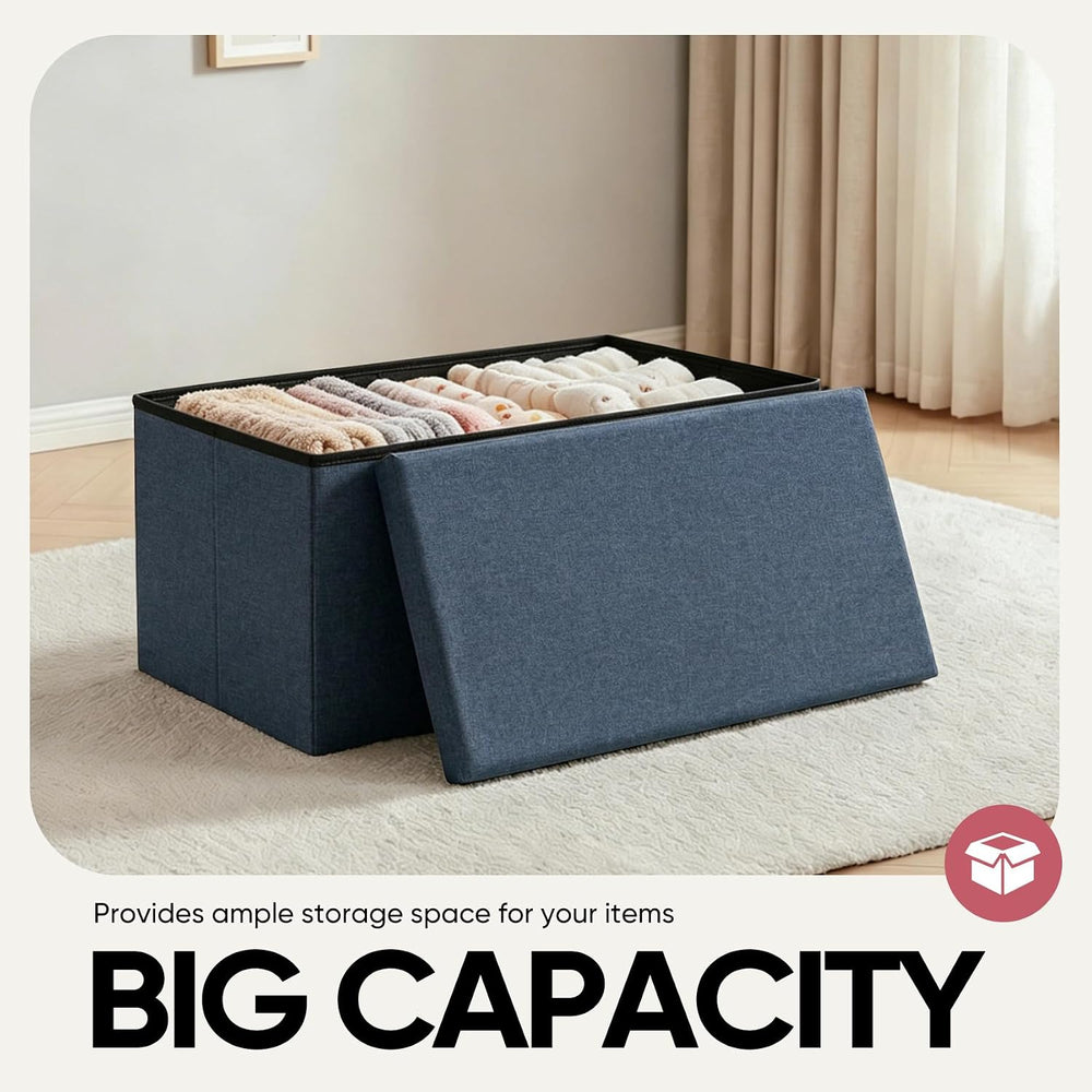 30 Inches Storage Ottoman Bench, Folding Ottoman with Storage