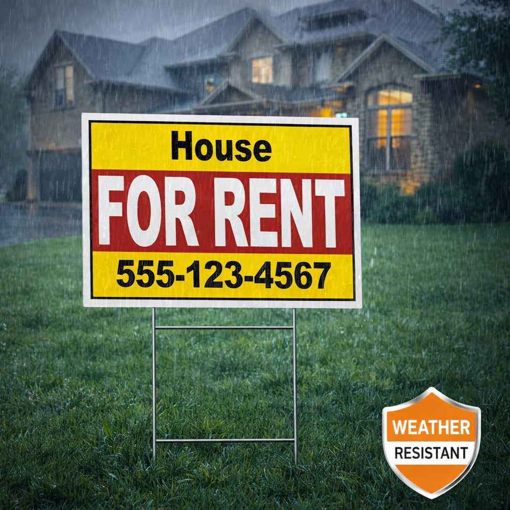 18x24 Custom For Rent Yard Signs 2 Pack, Double Sided, Metal H-Stakes
