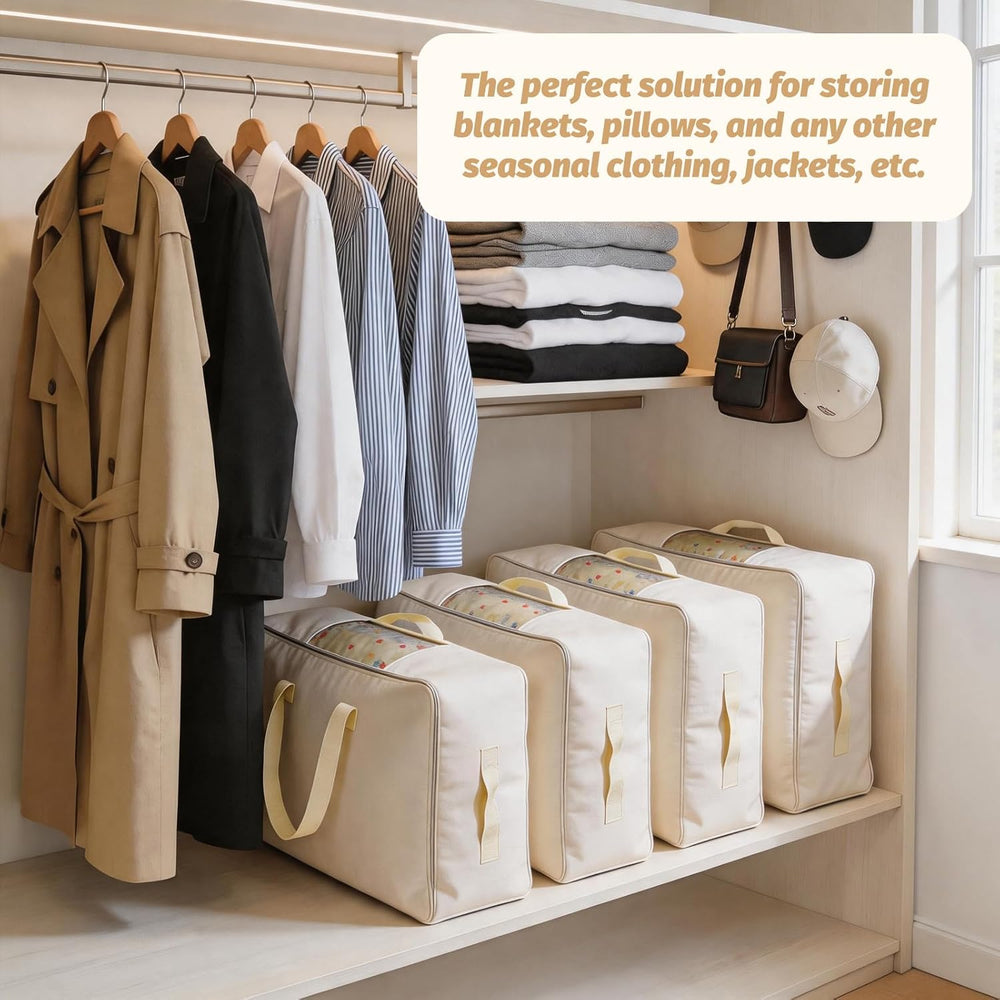 Soft Large Canvas Storage Bags with Zipper. Thick Breathable. Four Carrying H...