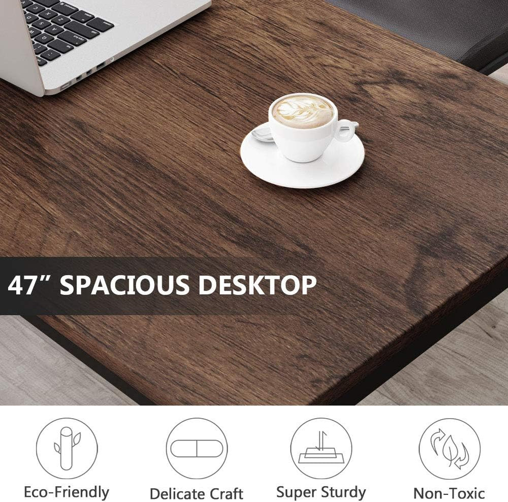 Tribesigns Modern Simple Computer Desk, 47 inch Vintage Office Desk Computer ...