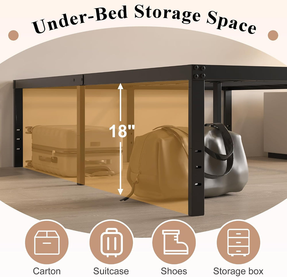 HOBINCHE 20 Inch Full Size Bed Frame, No Box Spring Needed, Heavy Duty Black ...