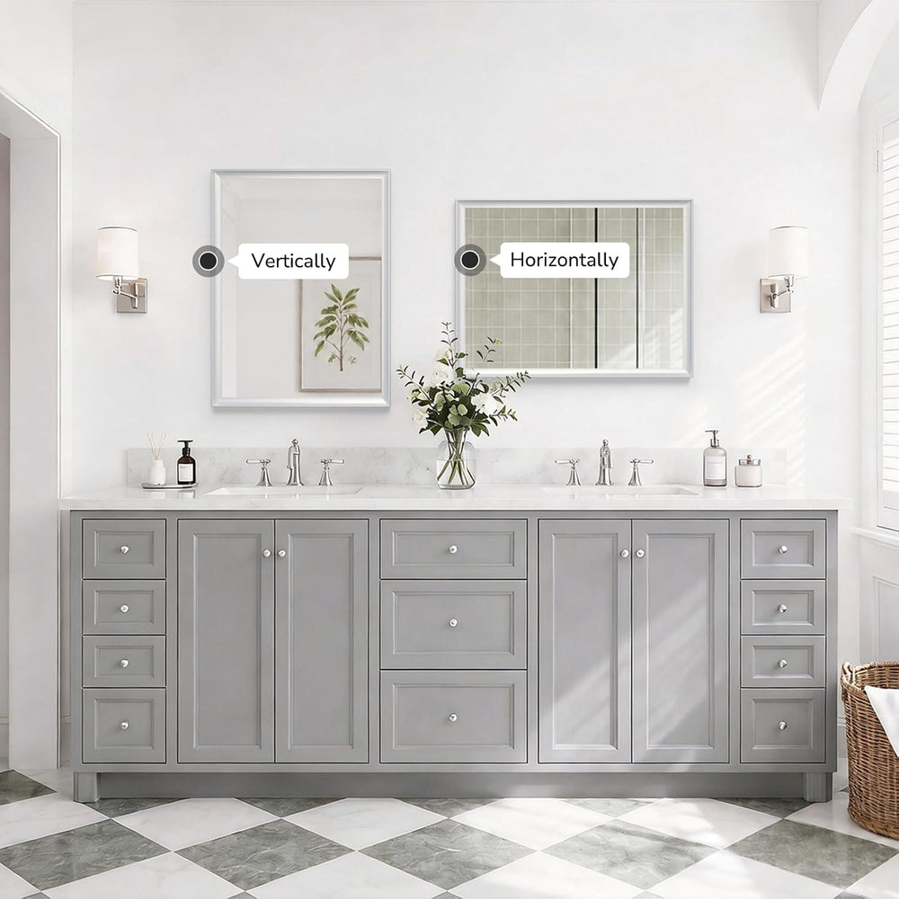 USHOWER 30x40 Inch Brushed Nickel Bathroom Mirrors for Over Sink