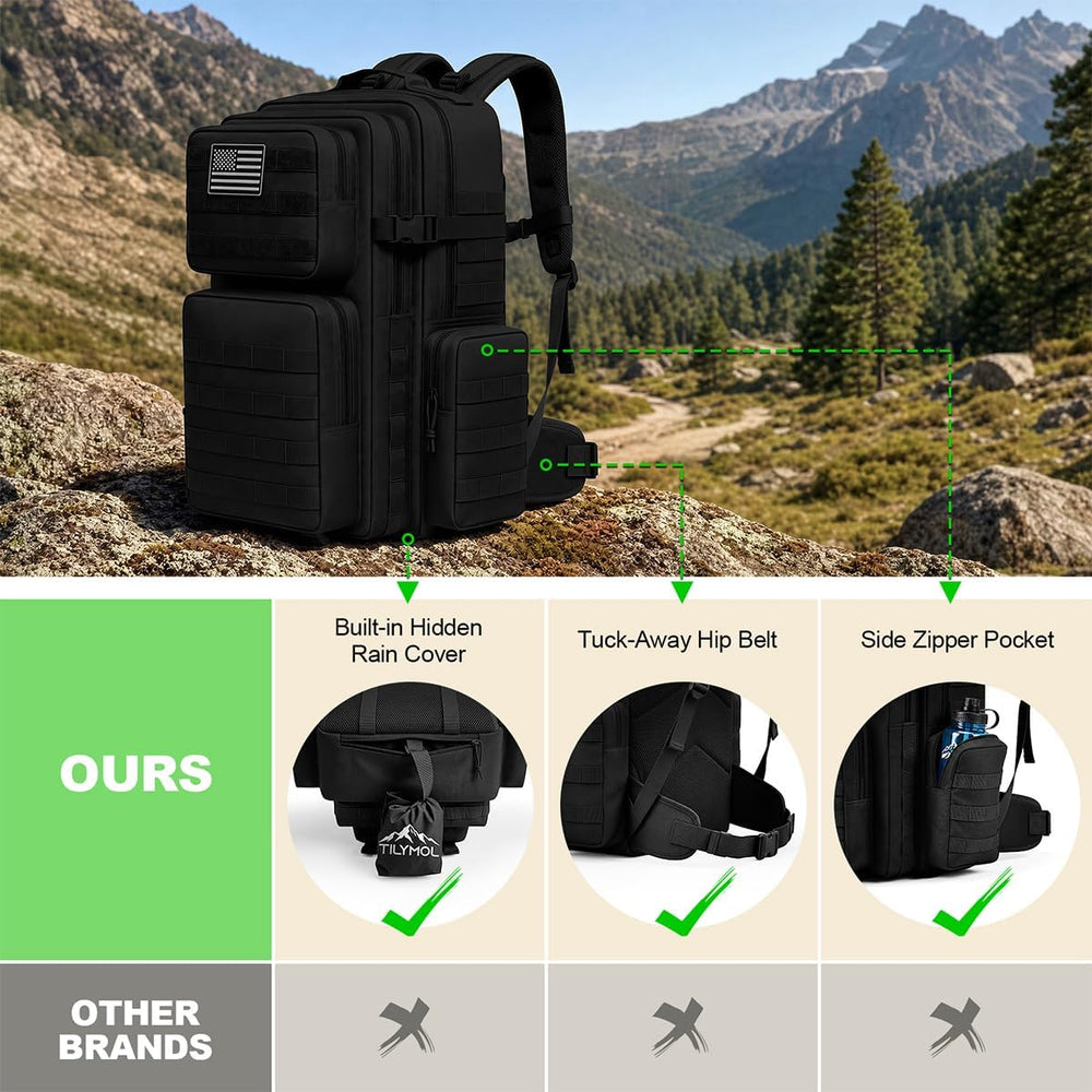 TILYMOL 55L Military Tactical Backpack for Men & Women, Large Assault Pack