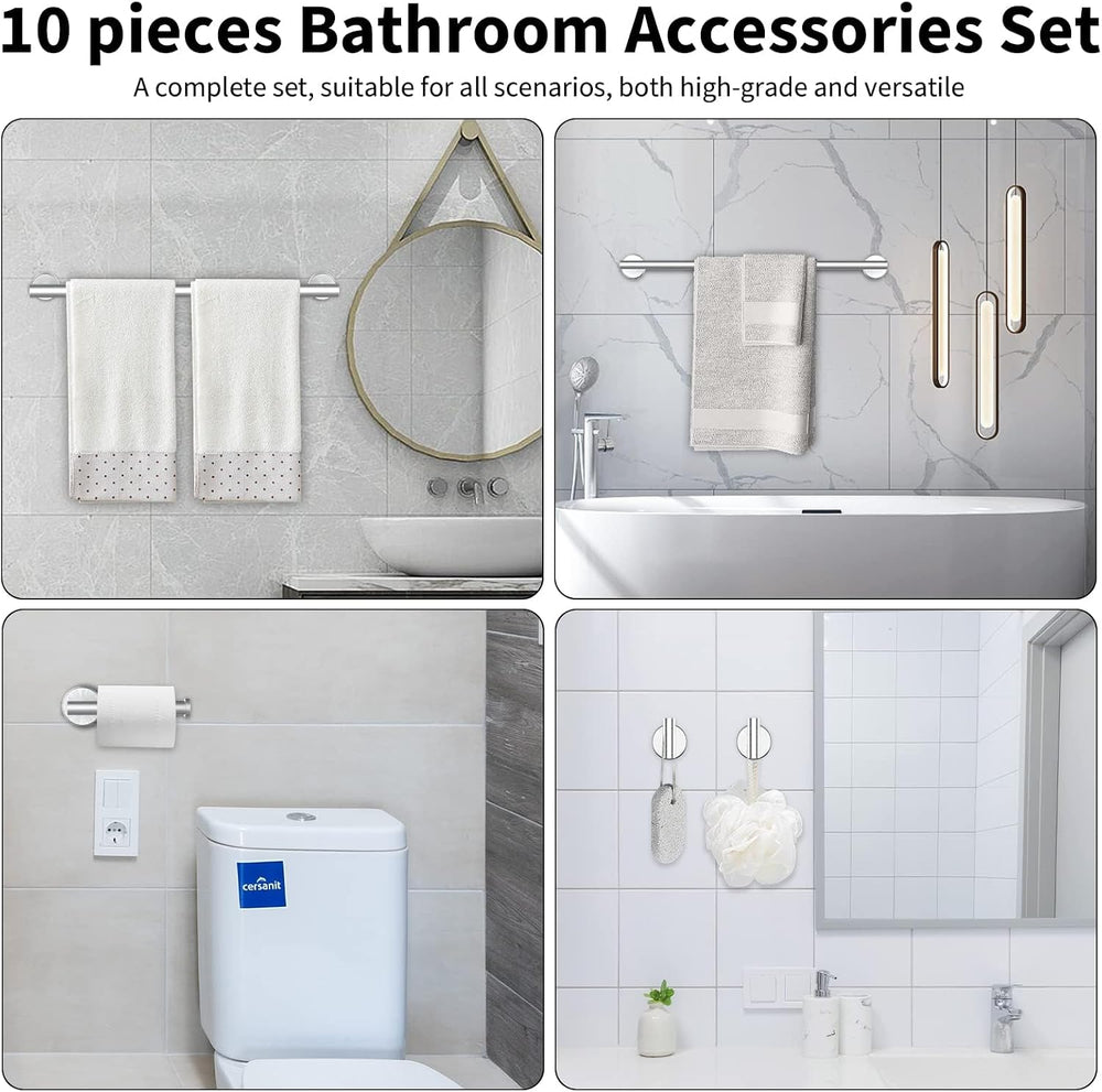 Newfun 10-Pieces Brushed Nickel Bathroom Hardware Set 24 Inch