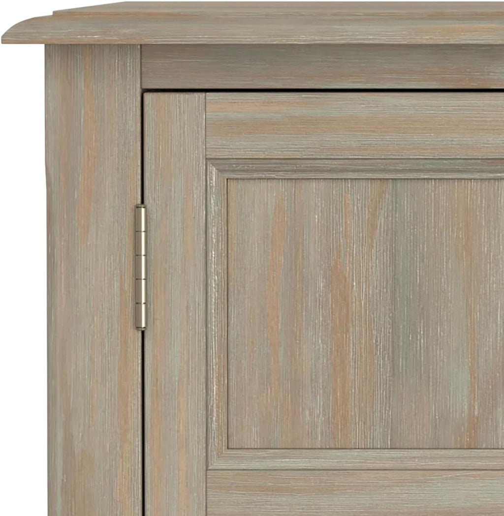 SIMPLIHOME Burlington 30" Wide Solid Wood Cabinet in Distressed Grey
