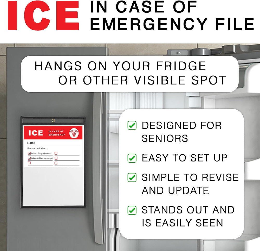 Emergency Medical Information Kit for Fridge – “File of Life” Style Magnet Pa...