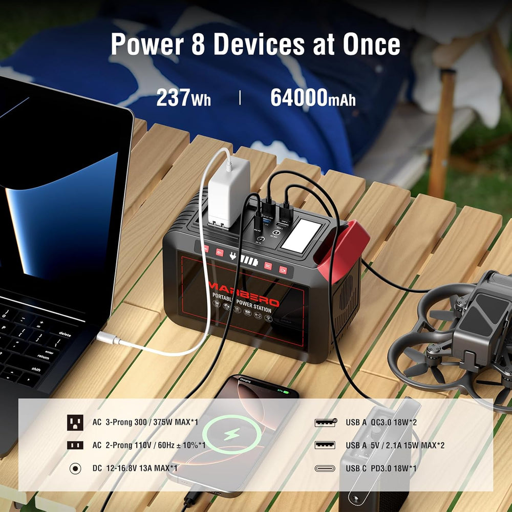 MARBERO 237Wh Solar Generator with Solar Panel Included Portable Power Statio...