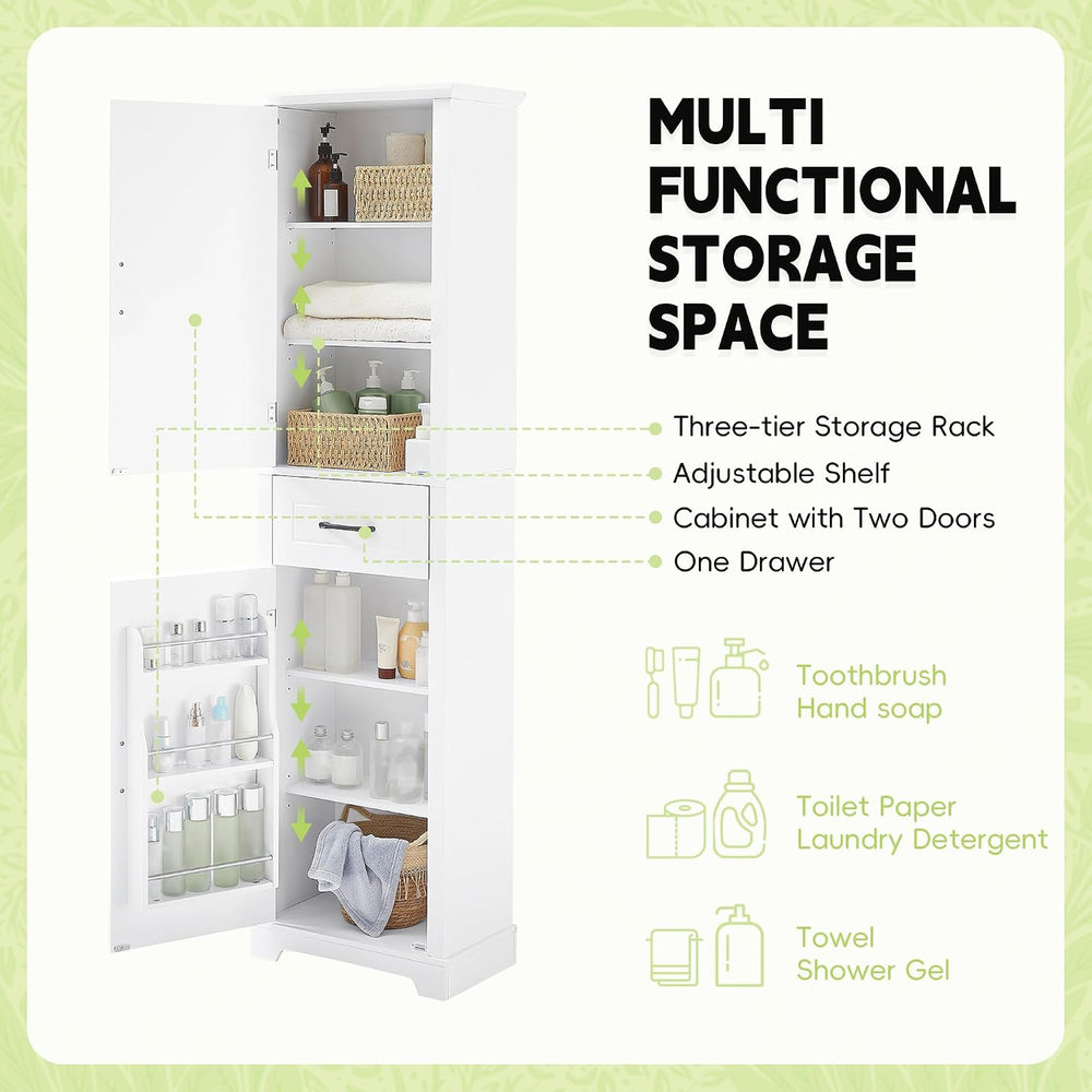 Favfurish 72" Tall Narrow Bathroom Storage Cabinet with 2 Doors & Dr...