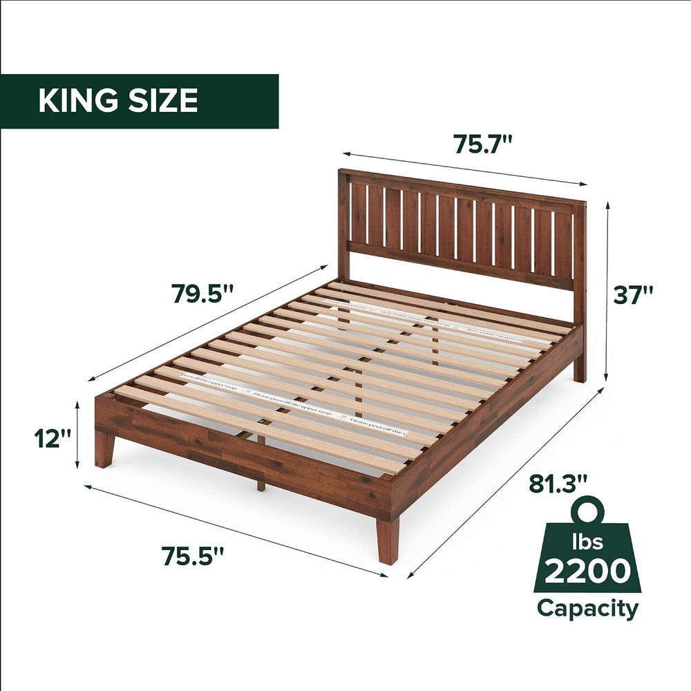 Zinus Vivek Deluxe Wood Platform Bed Frame with Headboard, King