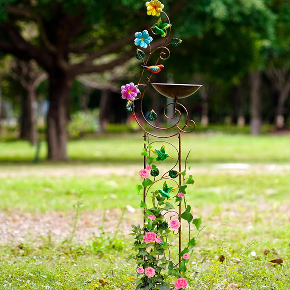 YYWMWM Metal Bird Bath with Trellis for Outside, 57” Height Birdbaths & S...